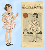 1930s Vintage New York Sewing Pattern 4044 Darling Toddler Girls Dress Size 4