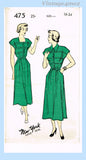 New York 475: 1940s Lovely Misses Street Dress Sz 34 B Vintage Sewing Pattern