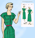 New York 475: 1940s Lovely Misses Street Dress Sz 34 B Vintage Sewing Pattern