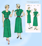 New York 475: 1940s Lovely Misses Street Dress Sz 34 B Vintage Sewing Pattern