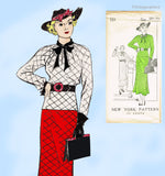 New York 524: 1930s Chic Uncut Misses Tunic Dress Sz 38 B Vintage Sewing Pattern