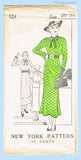 New York 524: 1930s Chic Uncut Misses Tunic Dress Sz 38 B Vintage Sewing Pattern