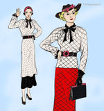 New York 524: 1930s Chic Uncut Misses Tunic Dress Sz 38 B Vintage Sewing Pattern