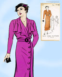 New York 525: 1930s Chic Uncut Misses Surplice Dress 36B Vintage Sewing Pattern
