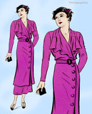 New York 525: 1930s Chic Uncut Misses Surplice Dress 36B Vintage Sewing Pattern