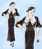 New York 527: 1930s Stylish Uncut Misses Street Dress 36 B Vintage Sewing Pattern