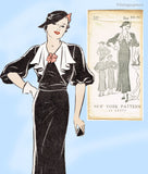 New York 527: 1930s Stylish Uncut Misses Street Dress 36 B Vintage Sewing Pattern