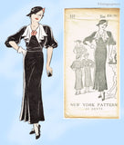 New York 527: 1930s Stylish Uncut Misses Street Dress 36 B Vintage Sewing Pattern