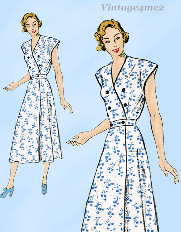 New York 559: 1950s Uncut Misses Wrap Dress Size 34 B Vintage Sewing Pattern