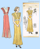 New York 569: 1930s Stunning Uncut Misses Gown Sz 29 Bust Vintage Sewing Pattern