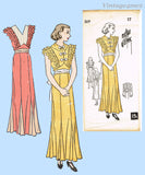 New York 569: 1930s Stunning Uncut Misses Gown Sz 35 Bust Vintage Sewing Pattern