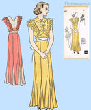 New York 569: 1930s Stunning Uncut Misses Gown Sz 35 Bust Vintage Sewing Pattern
