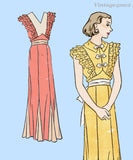 New York 569: 1930s Stunning Uncut Misses Gown Sz 29 Bust Vintage Sewing Pattern