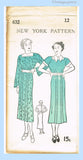 New York 632: 1930s Stylish Uncut Misses Street Dress 30B Vintage Sewing Pattern