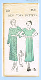 New York 632: 1930s Stylish Uncut Misses Street Dress 34 B Vintage Sewing Pattern
