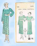 New York 632: 1930s Stylish Uncut Misses Street Dress 34 B Vintage Sewing Pattern