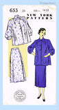 New York 653: 1950s Uncut Misses Maternity Suit Sz 32 B Vintage Sewing Pattern