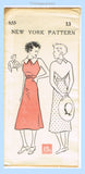 New York 655: 1930s Uncut Misses Bare Back Dress 31B Vintage Sewing Pattern