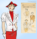 New York 681: 1930s Stunning Uncut Misses Jacket Sz 34 B Vintage Sewing Pattern