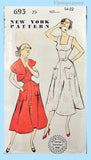 New York 693: 1950s Chic Misses Sun Dress & Topper Sz 32 B Vintage Sewing Pattern