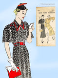New York 696: 1930s Lovely Uncut Misses Street Dress 36B Vintage Sewing Pattern