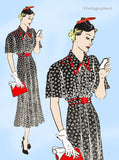 New York 696: 1930s Lovely Uncut Misses Street Dress 36B Vintage Sewing Pattern