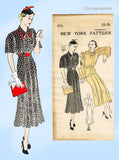New York 696: 1930s Lovely Uncut Misses Street Dress 36B Vintage Sewing Pattern