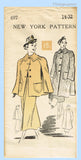 New York 697: 1930s Chic Uncut Misses Swagger Coat & Skirt 32B Vintage Sewing Pattern