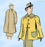New York 697: 1930s Chic Uncut Misses Swagger Coat & Skirt 32B Vintage Sewing Pattern