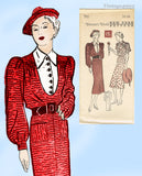 New York 705: 1930s Stylish Uncut Misses Street Dress 34B Vintage Sewing Pattern