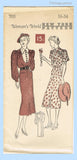 New York 705: 1930s Stylish Uncut Misses Street Dress 34B Vintage Sewing Pattern