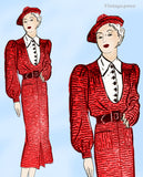 New York 705: 1930s Stylish Uncut Misses Street Dress 38B Vintage Sewing Pattern