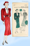 New York 705: 1930s Stylish Uncut Misses Street Dress 38B Vintage Sewing Pattern