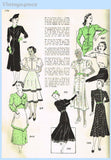 New York 709: 1930s Darling Uncut Misses Swing Dress Sz 36 B Vintage Sewing Pattern