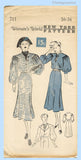 New York 711: 1930s Stylish Uncut Misses Street Dress 34B Vintage Sewing Pattern