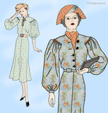 New York 711: 1930s Stylish Uncut Misses Street Dress 34B Vintage Sewing Pattern