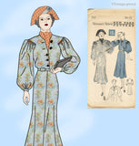 New York 711: 1930s Stylish Uncut Misses Street Dress 34B Vintage Sewing Pattern