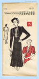 New York 718: 1930s Stylish Uncut Misses Street Dress 36B Vintage Sewing Pattern