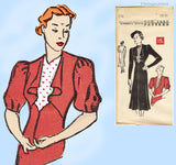 New York 718: 1930s Stylish Uncut Misses Street Dress 40B Vintage Sewing Pattern