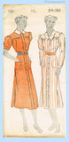 New York 722: 1930s Uncut Misses Shirtwaist Dress Sz 36 B Vintage Sewing Pattern