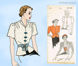 New York 741: 1930s Stylish Uncut Misses Blouse Sz 36 Bust Vintage Sewing Pattern