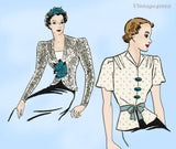 New York 741: 1930s Stylish Uncut Misses Blouse Sz 36 Bust Vintage Sewing Pattern