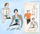 New York 741: 1930s Stylish Uncut Misses Blouse Sz 36 Bust Vintage Sewing Pattern