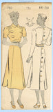 New York 750: 1930s Uncut Misses Back Button Dress 34 B Vintage Sewing Pattern