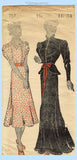 New York 757: 1930s Uncut Misses Peplum Evening Gown 34B Vintage Sewing Pattern