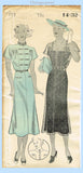 New York 773: 1930s Lovely Uncut Misses Afternoon Dress 32B Vintage Sewing Pattern