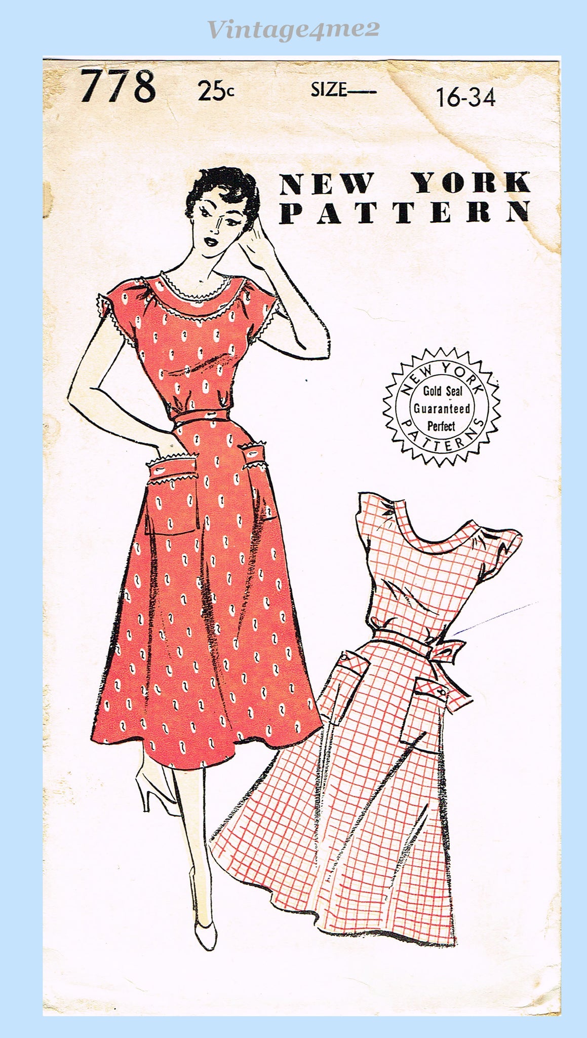 New York 778: 1950s Uncut Misses House Dress Vintage Sewing Pattern –  Vintage4me2