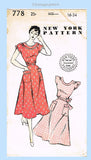 New York 778: 1950s Lovely Uncut Misses House Dress Sz 34 B Vintage Sewing Pattern