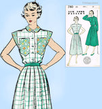 New York 780: 1940s Uncut Misses Shirtwaist Dress Sz 37 B Vintage Sewing Pattern
