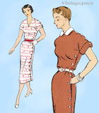 New York 828: 1950s Uncut Misses Street Dress Sz 34 B Vintage Sewing Pattern